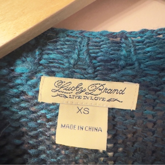 Lucky Brand Open Front Cardigan Sweater Teal Black Women Size XS - Picture 6 of 9